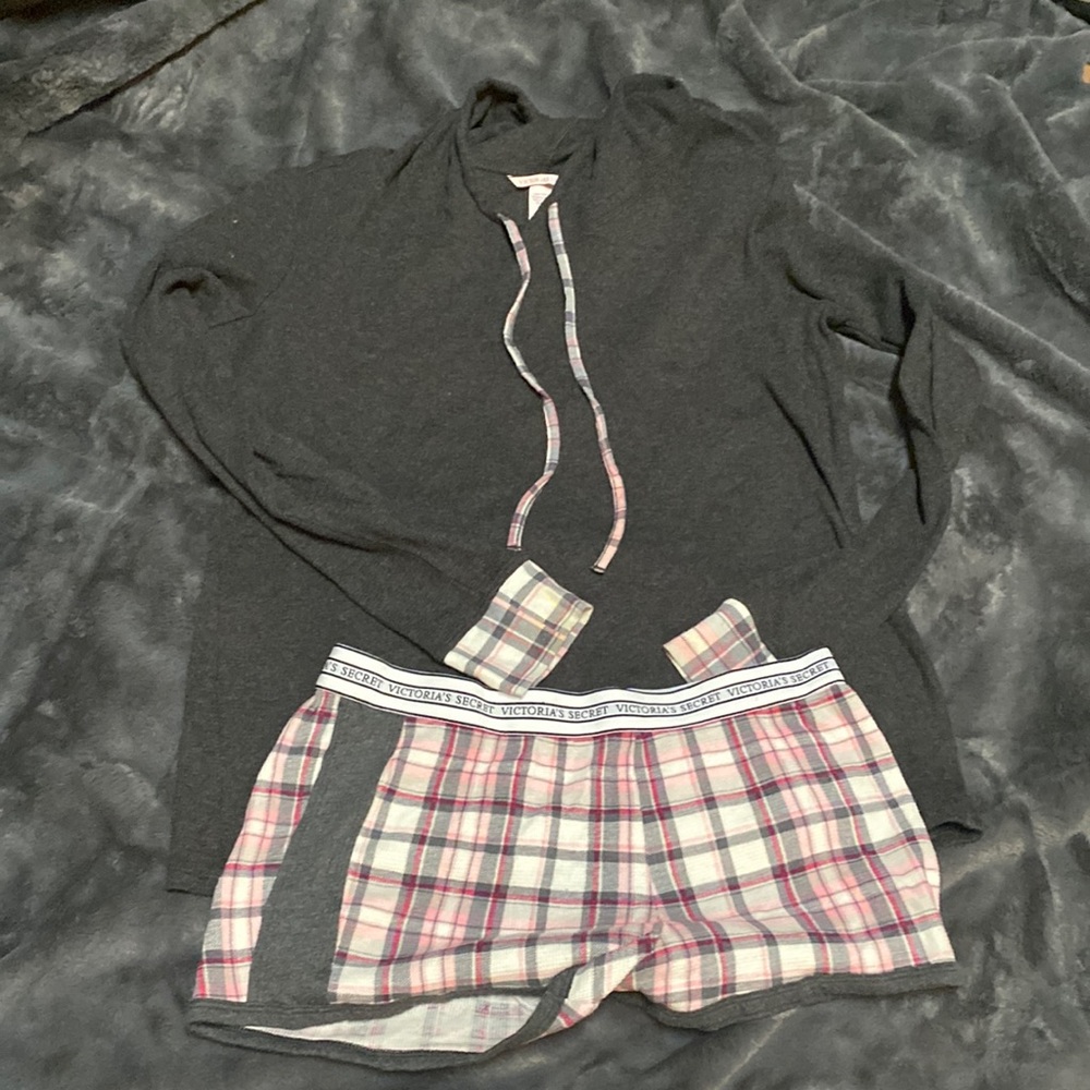 Victoria secret pajamas shorts with hoodie- small